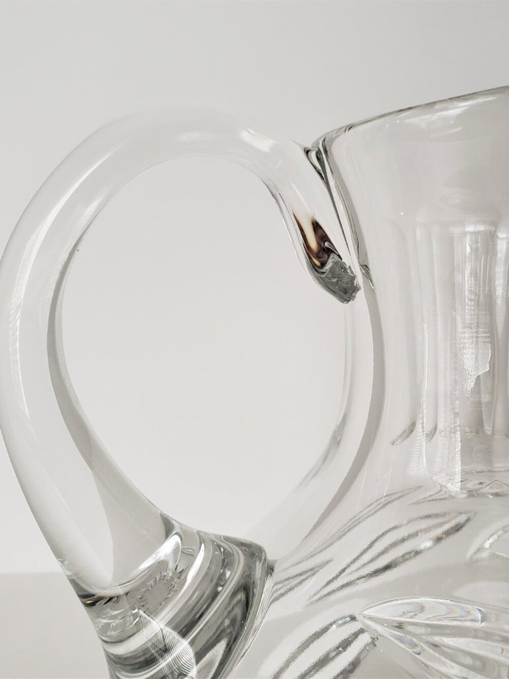 Vintage Heavy Glass Pitcher Leaf Design Excellent Condition - Picture 6 of 8